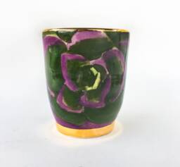 Ceramic Vase With Hand Painted Succulents & 22K Gold Rim Foot - Modern Mud - thumbnail 1