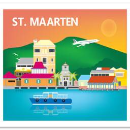 St. Maarten Art, Skyline Print, Phillipsburg Poster, Art Gift, St.maarten Wedding Print - Style E8-O-St-Maar - thumbnail 3