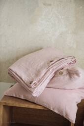 stonewashed Pink Linen Pillowcase With Coconut Buttons