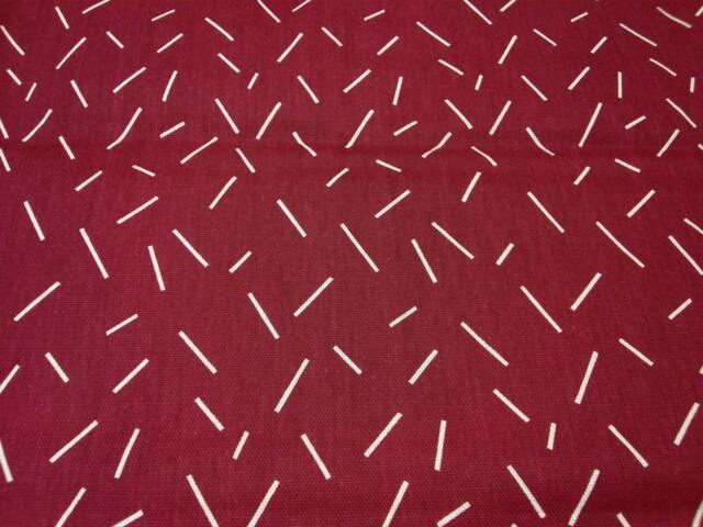 Burgundy Red Curtain Panel, Modern White Line Print, Cafe - image 1