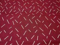 Burgundy Red Curtain Panel, Modern White Line Print, Cafe - thumbnail 1