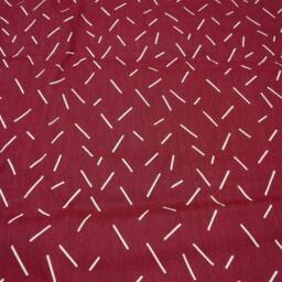Burgundy Red Curtain Panel, Modern White Line Print, Cafe - thumbnail 2