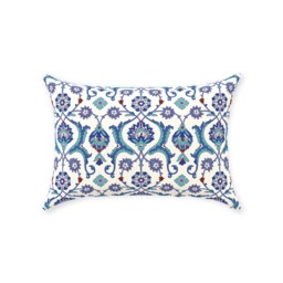 Antalya Ottoman Pillow Cover - Pure Cotton Twill Print Fabric Blue Mint Lilac Pattern Arabic Eastern Design Decorative Cushion - thumbnail 2