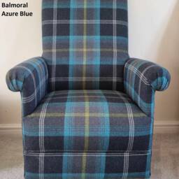 Handcrafted Adult Tartan Check Armchair Porter & Stone Balmoral Fabric Red Blue Grey Chair Scottish Scotland Gingham Checked Small Accent - thumbnail 3