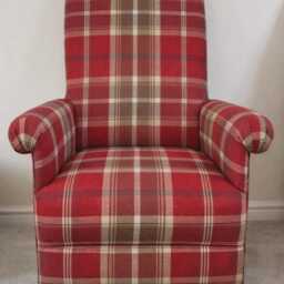 Handcrafted Adult Tartan Check Armchair Porter & Stone Balmoral Fabric Red Blue Grey Chair Scottish Scotland Gingham Checked Small Accent - thumbnail 2