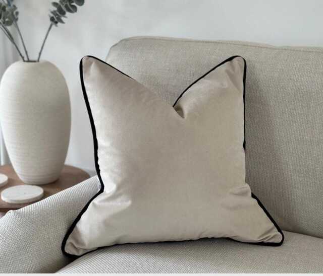 Cream Beige Velvet Cushion Cover Bespoke Throw Pillow Cover - Putty - image 1