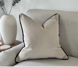 Cream Beige Velvet Cushion Cover Bespoke Throw Pillow Cover - Putty - thumbnail 1
