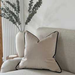 Cream Beige Velvet Cushion Cover Bespoke Throw Pillow Cover - Putty - thumbnail 2