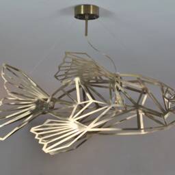 Gold Ceiling Light, Fishmetrics, Unique Design, Stainless Steel, Fish Designer Lighting, Geomeric Lamp Pendant - thumbnail 2