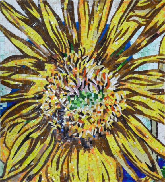 Magnificent Golden Yellow Floral Mosaic Wall Art