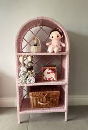 Handmade Wicker Bookcase Pink Kids Room Shelf