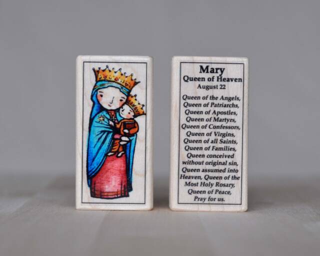 st Mary, Queen Of Heaven Patron Saint Block With Gift Bag // Our Lady, Holy Mother, Blessed Mother Catholic Toys By Almondrod - image 1