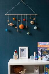 Space Mobile, Wool Felt Sun, Planets, Felt Wall Hanging, Solar System Wall Decor, Childrens Room & Nursery, Galaxy Decoration, Outer Space