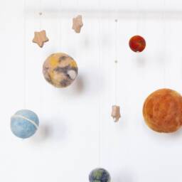 Space Mobile, Wool Felt Sun, Planets, Felt Wall Hanging, Solar System Wall Decor, Childrens Room & Nursery, Galaxy Decoration, Outer Space - thumbnail 3