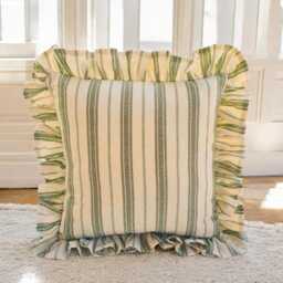 Bohemian Frill Linen Striped Pillow Cover - Different Color Options With Edges Lulu - thumbnail 2