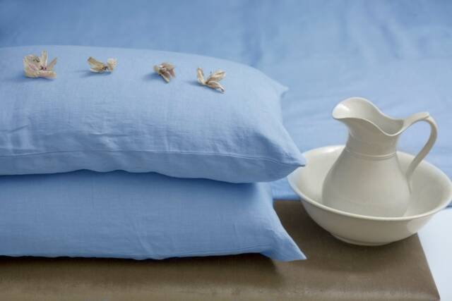 Pastel Blue Linen Pillow Sham - Softened Stonewashed European Pillowcase - image 1