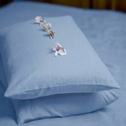 Pastel Blue Linen Pillow Sham - Softened Stonewashed European Pillowcase - thumbnail 2