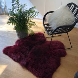 Sheepskin Rug, Plum Coloured Sheepskin Fur Throw, Chair Cover, Purple Interior Accessories, Double Width Rug , Home - thumbnail 3