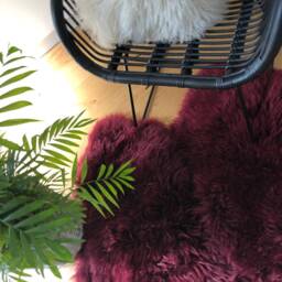 Sheepskin Rug, Plum Coloured Sheepskin Fur Throw, Chair Cover, Purple Interior Accessories, Double Width Rug , Home - thumbnail 4