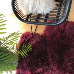 Sheepskin Rug, Plum Coloured Sheepskin Fur Throw, Chair Cover, Purple Interior Accessories, Double Width Rug , Home - thumbnail 2