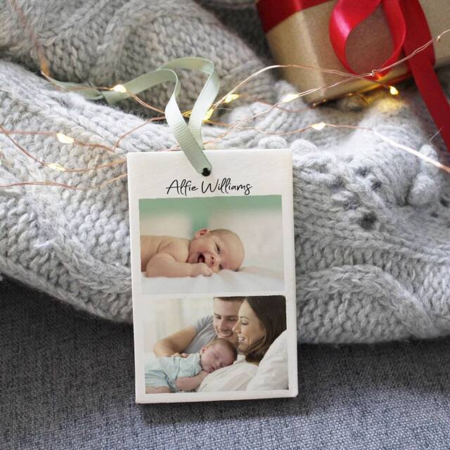 Baby Ceramic Hanging Photo Decoration - New Bauble Christmas Rainbow Lockdown 2020 - image 1