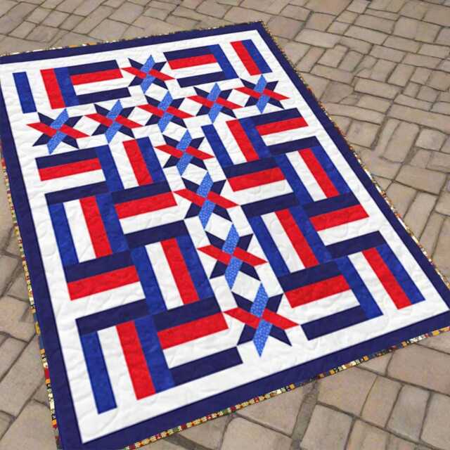 Patriotic Crossroads Quilt Pattern - Americana Throw Size - Digital PDF Download