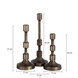 Antique Brass Candle Holder Modern Metal Centerpiece - Set Of 3 - thumbnail 3