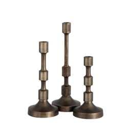 Antique Brass Candle Holder Modern Metal Centerpiece - Set Of 3 - thumbnail 2