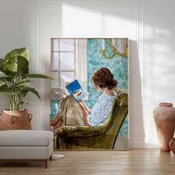 Reading Woman Wall Art - Cozy Book Lover Print Literary Home Decor Relaxing Nook Poster Modern Figurative Artwork - thumbnail 2