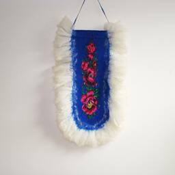 Floral Wall Hanging Felted Wool Folk Art Banner, Boho Home Decor