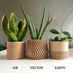 Wood Geometric Plant Pot Minimalist Planter Set Of Three - thumbnail 2