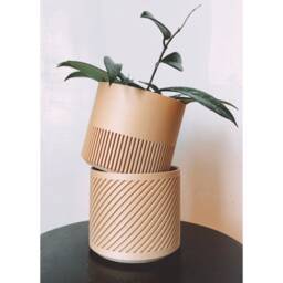 Wood Geometric Plant Pot Minimalist Planter Set Of Three - thumbnail 4