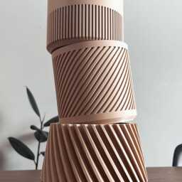 Wood Geometric Plant Pot Minimalist Planter Set Of Three - thumbnail 3
