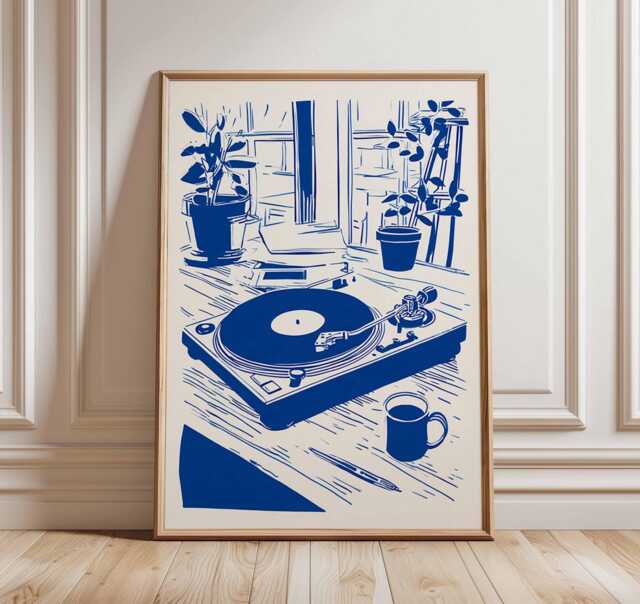 Vinyl Poster, Record Player Wall Art Print, Music Studio Decor, Lover Gift, Retro Print - image 1
