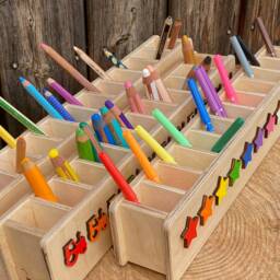 Horseshoe Pen Holder, Wooden Personalized Back To School Gift, Children's Pencil Box, Cup - thumbnail 3