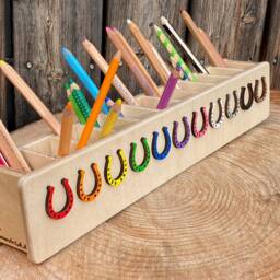 Horseshoe Pen Holder, Wooden Personalized Back To School Gift, Children's Pencil Box, Cup - thumbnail 2