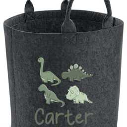 Personalised Dinosaur Toy Storage, Tub, Storage Basket, Box, Baby Shower Gift, Baby Nursery, Blanket Green Dinosaurs Any Text - thumbnail 3