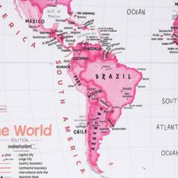 World Map Nursery - Pink Home Decor, Bedroom, Playroom, Push Pin Map, Boys Gift, Wall Art - thumbnail 3
