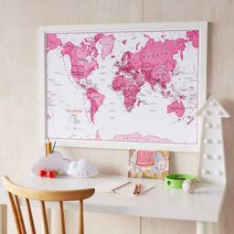 World Map Nursery - Pink Home Decor, Bedroom, Playroom, Push Pin Map, Boys Gift, Wall Art - thumbnail 2