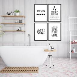 Funny Bathroom Quotes Prints Set Of 4 Toilet Wall Art - thumbnail 1