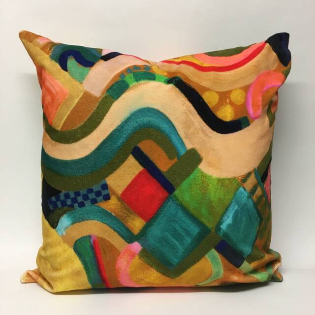 Velvet Printed, Multi Coloured Cushion 50 X cms - image 1