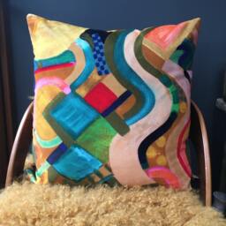 Velvet Printed, Multi Coloured Cushion 50 X cms - thumbnail 2