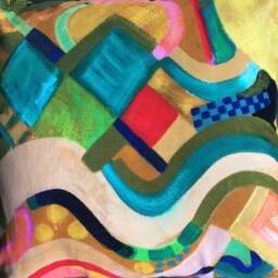 Velvet Printed, Multi Coloured Cushion 50 X cms - thumbnail 3