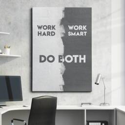 Work Hard Smart Do Both Quote Motivational Inspirational, Framed Canvas Wall Art Poster Print, Home Office & Room Decor, Gift Idea - thumbnail 1