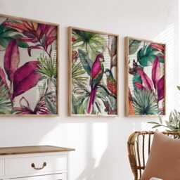 Tropical Parrot Print Set - Exotic Bird & Botanical Art - thumbnail 4