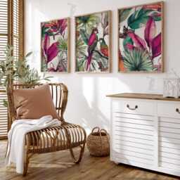 Tropical Parrot Print Set - Exotic Bird & Botanical Art - thumbnail 2