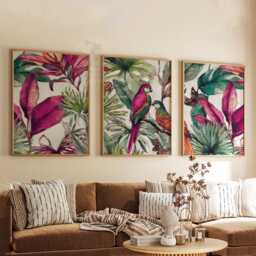 Tropical Parrot Print Set - Exotic Bird & Botanical Art - thumbnail 3