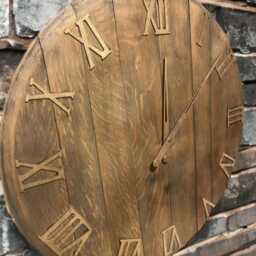 Rustic Oak Whisky Barrel Lid Wall Clock, With Black Number, Treated in Danish Oil , Hook To Hang, Option Personalise See Pics Large 66cm - thumbnail 2