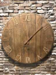 Rustic Oak Whisky Barrel Lid Wall Clock, With Black Number, Treated in Danish Oil , Hook To Hang, Option Personalise See Pics Large 66cm - thumbnail 1