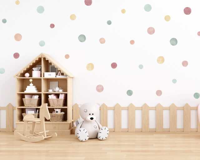 Pastel Watercolor Polka Dot Wall Decals Boho Nursery Decor - 140 Pack - image 1
